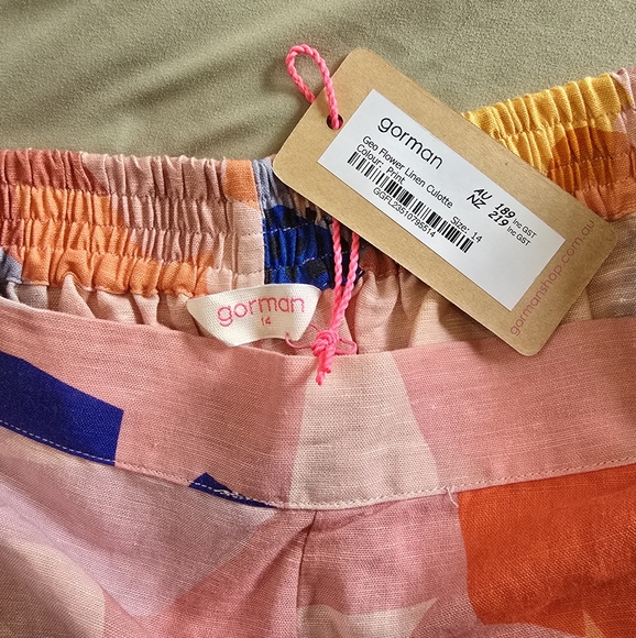 GORMAN Geo Floral Print Linen Culotte Wide Leg Pant Size 14 - Picture 9 of 9